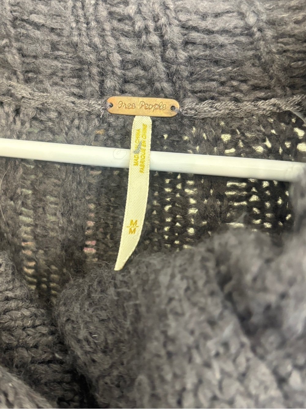Free People Charcoal Ribbed Shawl-Collar Knit Sweater - Picture 3 of 4